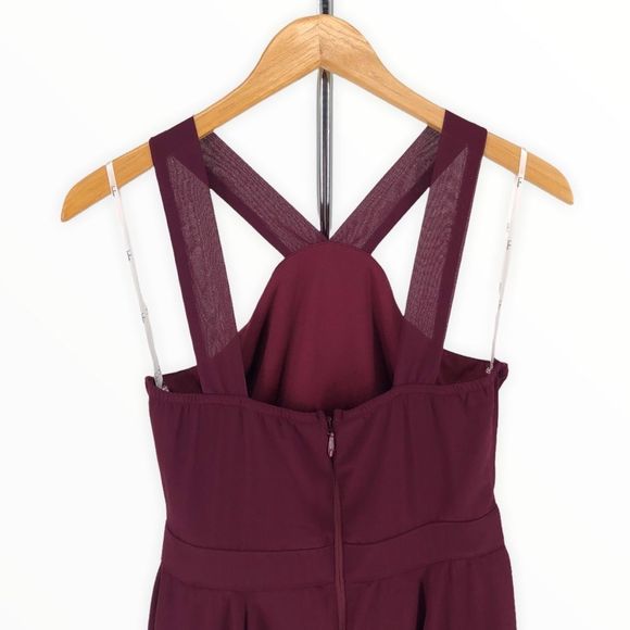 Lulu’s Forevermore Burgundy Skater Dress Halter Neck NWT size Small - Picture 7 of 13